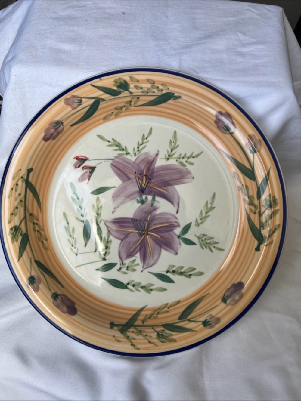 Floral Lily Decorative Dinner Plate - Purple & Peach